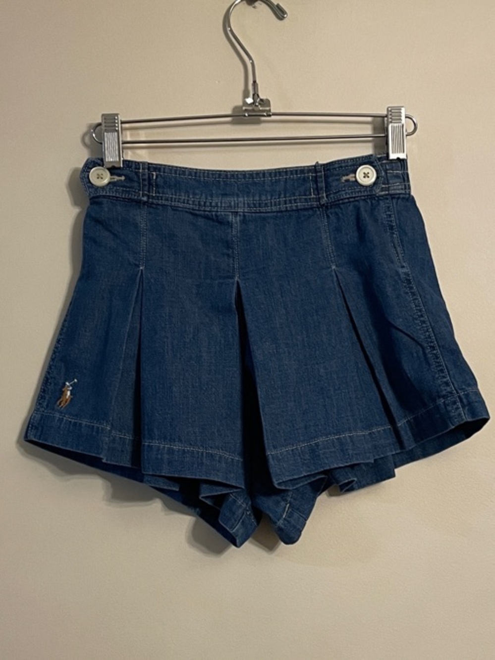 Polo by Ralph Lauren Dark Blue Pleated Denim Shorts